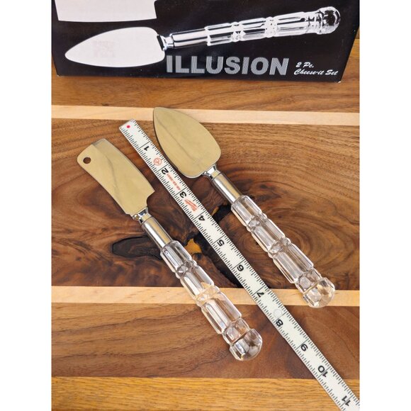 Illusion 2-Piece Cheese Knife & Spreader Set With Acrylic Handles & Stainless St - Picture 6 of 8